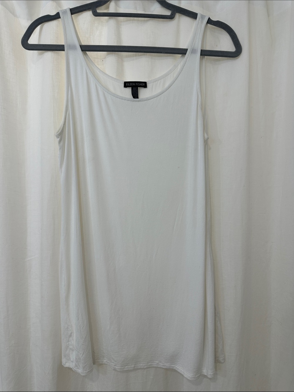 Eileen Fisher White Scoop Neck Long Tank